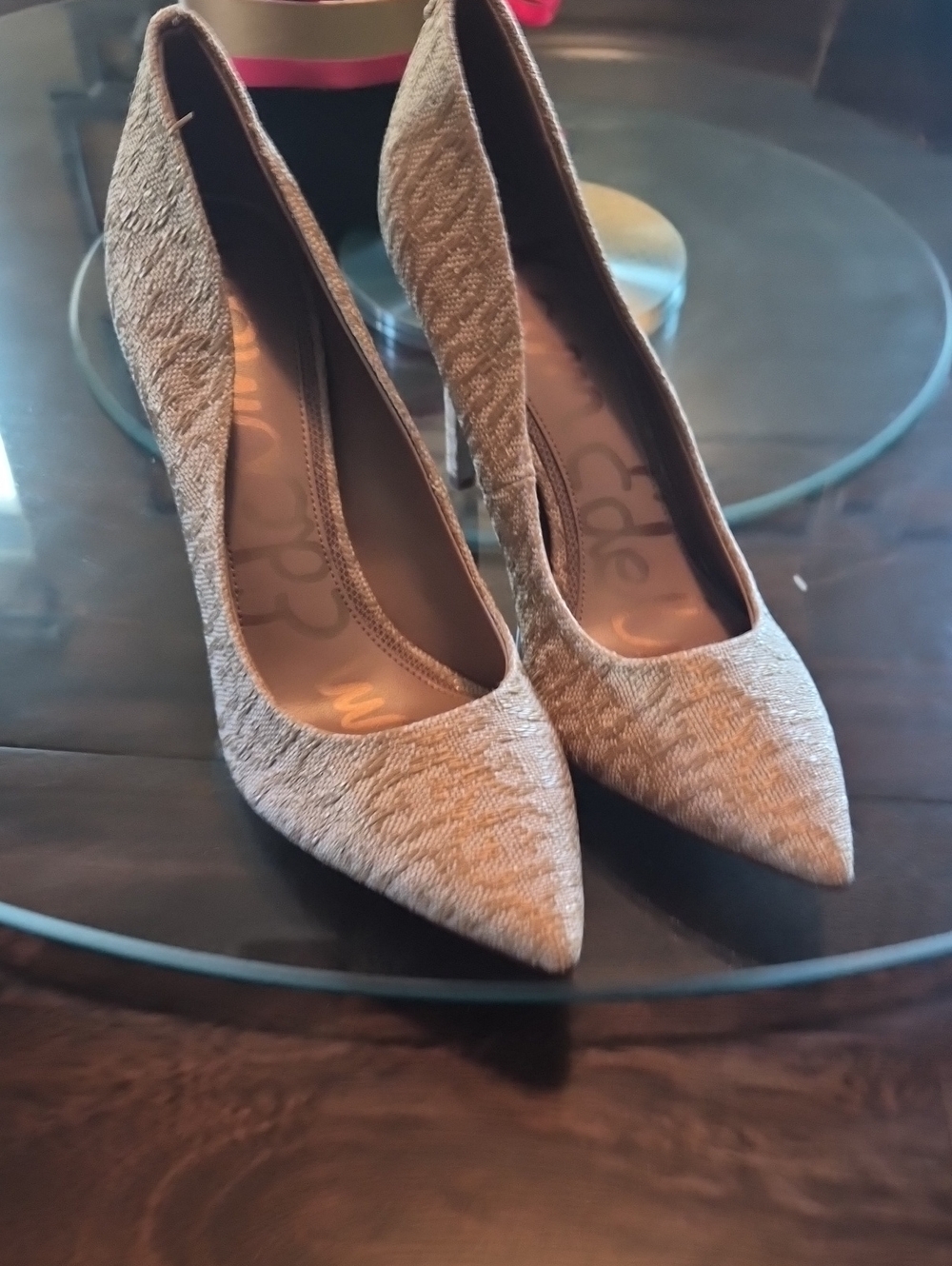 Sam Edelman Pointed Toe Stiletto Heels in Light Gray